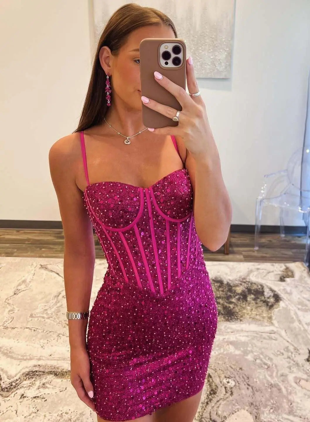 Vestidos de fiesta ajustados y cortos con lentejuelas brillantes para adolescentes, escote corazón y cuentas, vestidos de cóctel, vestidos de fiesta 