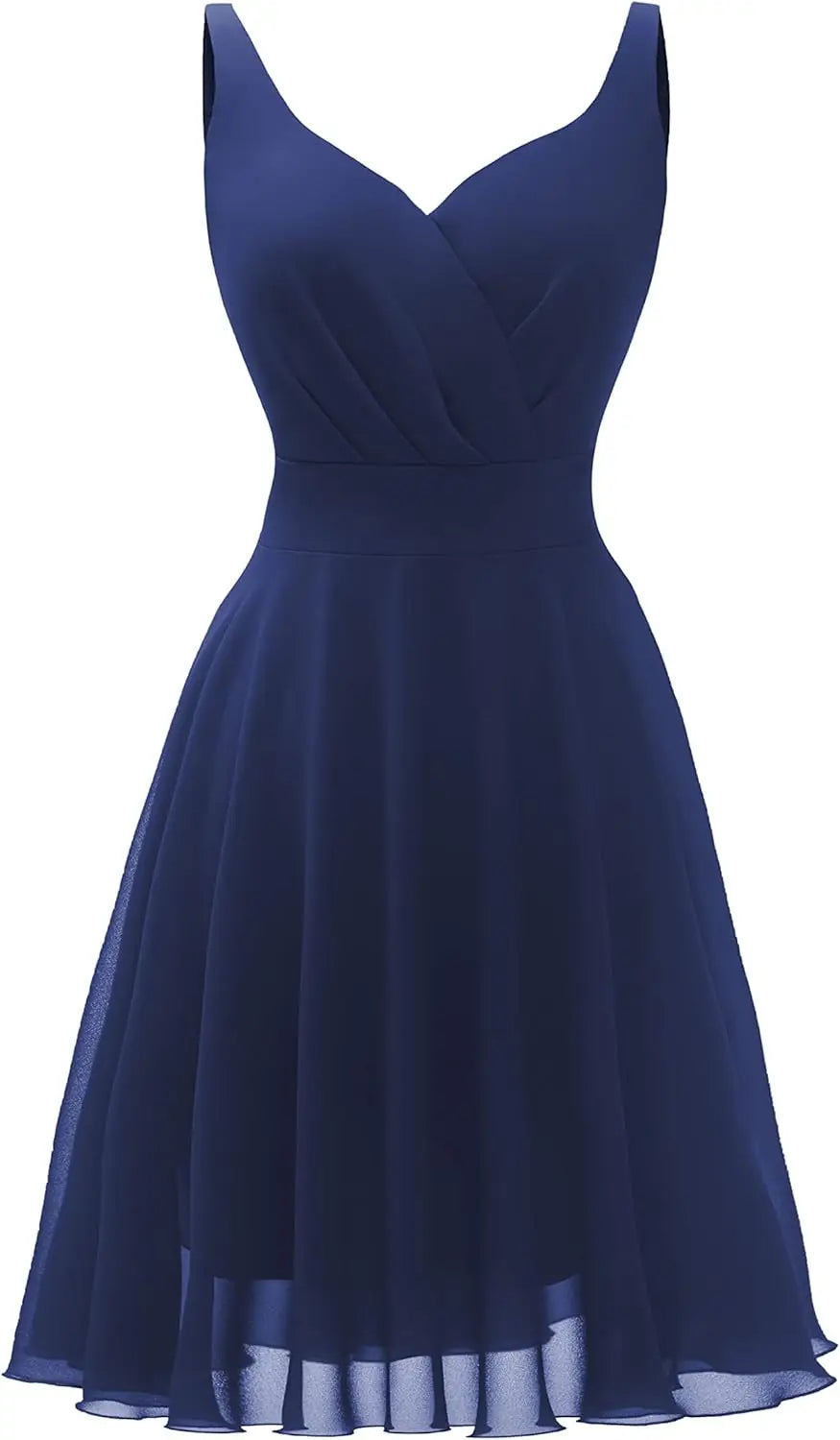 Dressever Sommer-Cocktailkleid mit V-Ausschnitt, verstellbaren Spaghettiträgern, Chiffon, Sommerkleid, Partykleider, kurzes Ballkleid 