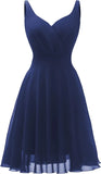 Dressever Sommer-Cocktailkleid mit V-Ausschnitt, verstellbaren Spaghettiträgern, Chiffon, Sommerkleid, Partykleider, kurzes Ballkleid 