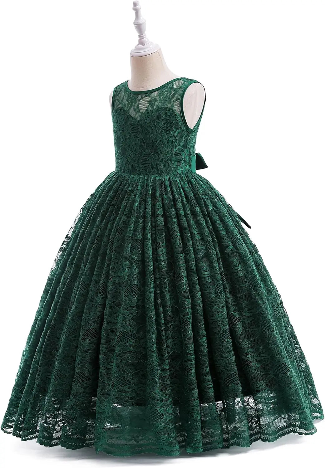 Full Lace Flower Girls Dress Long A Line Bridesmaid Wedding Tulle Dresses Birthday Formal Party Ball Gown girls party dress