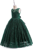 Full Lace Flower Girls Dress Long A Line Bridesmaid Wedding Tulle Dresses Birthday Formal Party Ball Gown girls party dress
