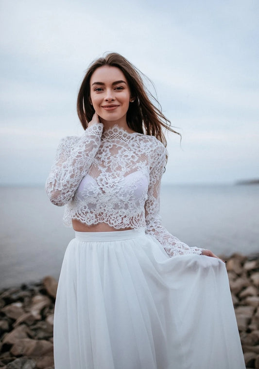 Rosaleen Spitzentop, BOHO Braut Spitzen Crop Top, Verlobung Braut Separates, Rustikales Spitzentop Plus Size Knopfrücken 