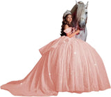 Off Shoulder Quinceanera Dresses Ball Gown Sparkly Beading Tulle Prom Dress Ruffle Layered Sweet 16 Dresses party dresses