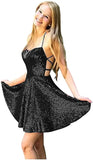 Vestidos de fiesta formales con cuello halter y lentejuelas para mujer, cortos, sin espalda, con lentejuelas azules, para cóctel 