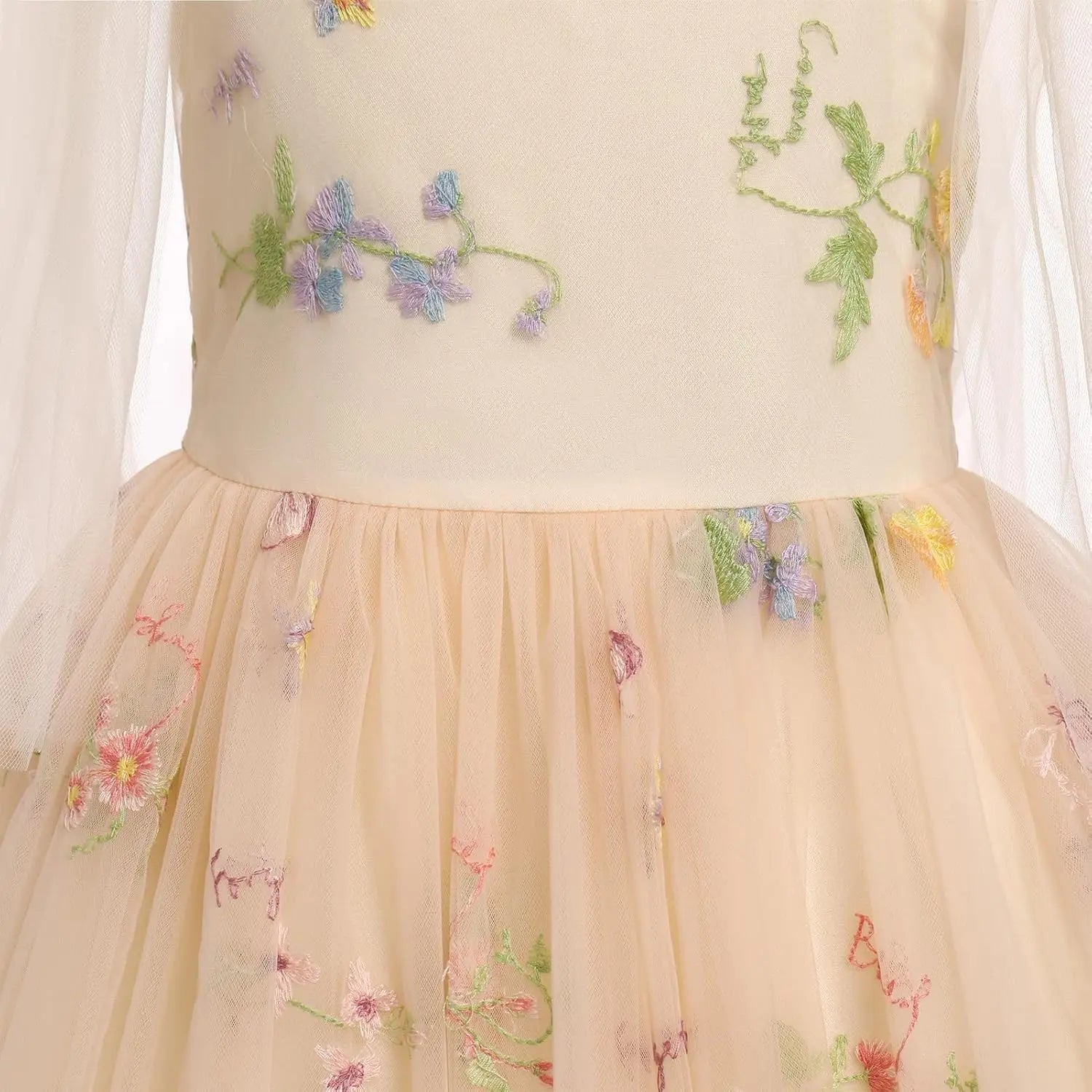 Blumenmädchenkleid, ärmellos, Spaghettiträger, floral bestickt, Prinzessinnenkleid, Kleinkind, Geburtstagsparty, Fee, Tüllkleid 