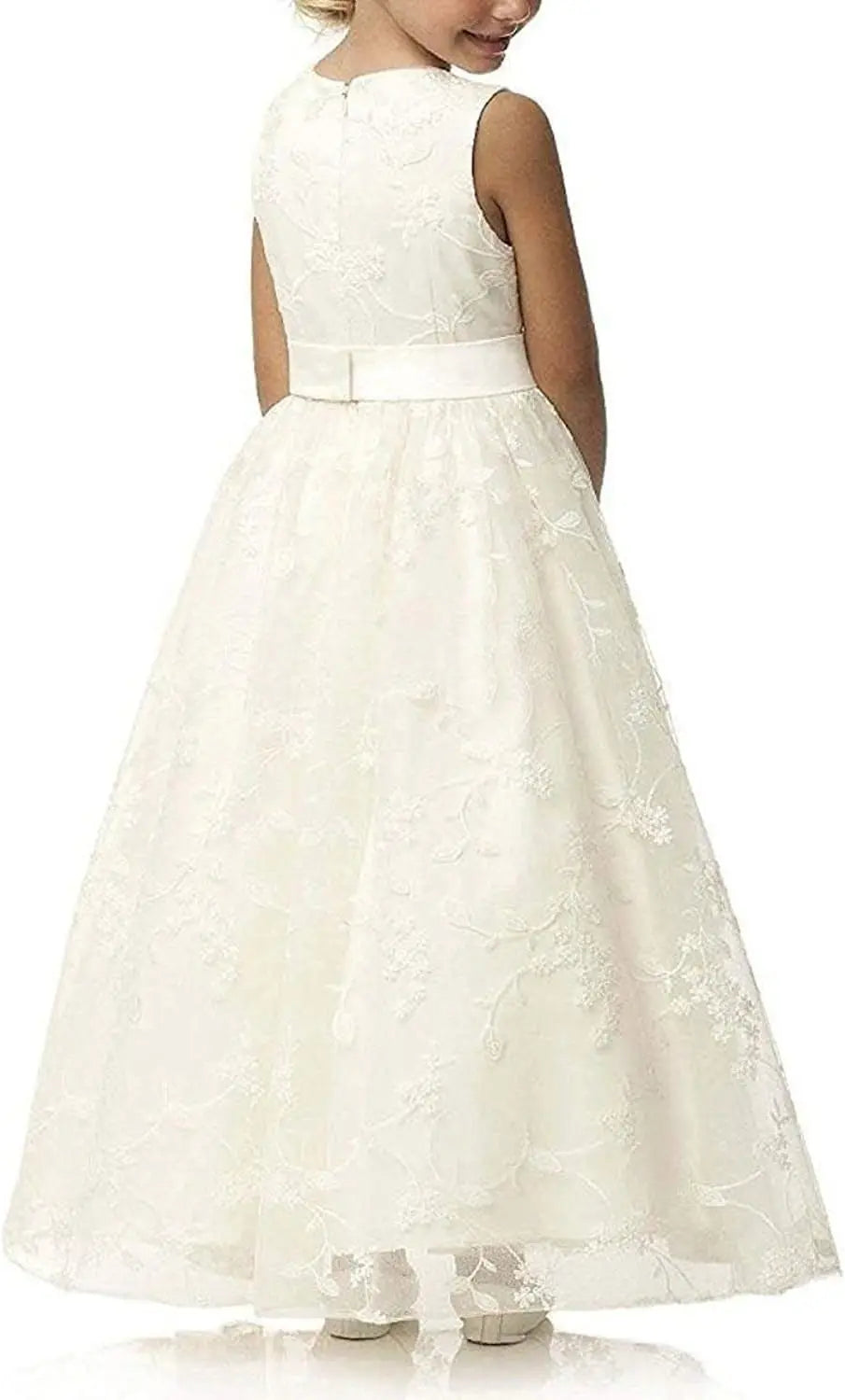 A line Wedding Pageant Lace Flower Girl Dress with Belt 2-12 Year Old baby girl dress  elegant dress women for wedding