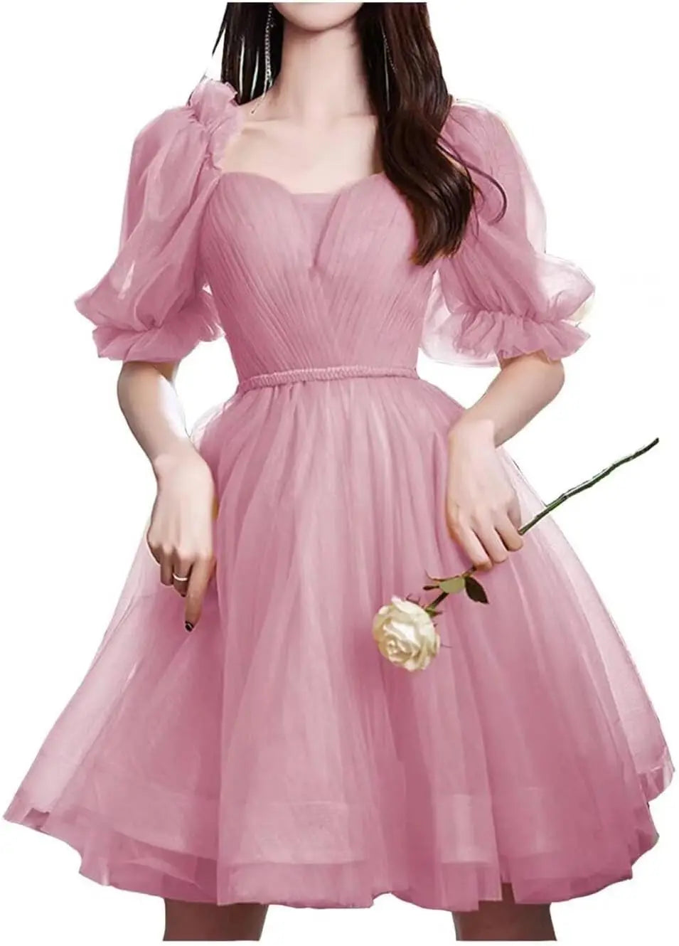 Maßgefertigtes Tüll-Abschlussballkleid für Frauen, kurzes Sweetheart-Puffärmel-Heimkehrkleid, Cocktailkleid, Minikleid, Partykleid 