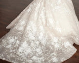Apliques de encaje floral largo hasta el suelo, vestido de princesa para fiesta de cumpleaños infantil, comunión, vestidos blancos para niña de las flores para boda 