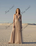 Slit bridal gown Tulle Open back party wedding dress hand embroidered sleeveless A-line bridal gown evening prom dresses