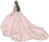 Gold Appliques Quinceanera Dresses with Train Spaghetti Strap Lace Sweet 16 Dresses Layered Ruffles Beaded Ball Gown