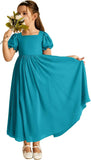 Long Chiffon Junior Bridesmaid Dresses for Wedding with Sleeve Formal Flower Girl Dress for Teens princess dress