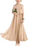 Flower Girl Dress Girls for Wedding Birthday Party Junior Bridesmaid Dress Pageant Sleeveless Chiffon Kids Maxi Daily princess dress