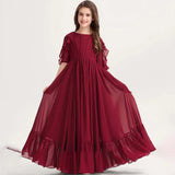 Rüschen Bodenlangen Elegante Puffy Mädchen Kinder Geburtstag Party Schöne Erstkommunion Kleider Rosa Blumenmädchen Kleider für Hochzeit 