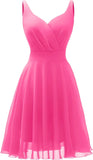 Dressever Sommer-Cocktailkleid mit V-Ausschnitt, verstellbaren Spaghettiträgern, Chiffon, Sommerkleid, Partykleider, kurzes Ballkleid 