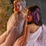 Tulle One Shoulder Floor Length Elegant Girl Kids Birthday Party First Holy Communion Gowns Pink Flower Girl Dresses for Wedding