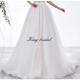 Vestido de novia de corte A con encaje floral, vestido de novia de tul, vestido de novia de espalda baja, bordado con cristales y perlas, vestido personalizado 