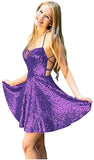 Vestidos de fiesta formales con cuello halter y lentejuelas para mujer, cortos, sin espalda, con lentejuelas azules, para cóctel 