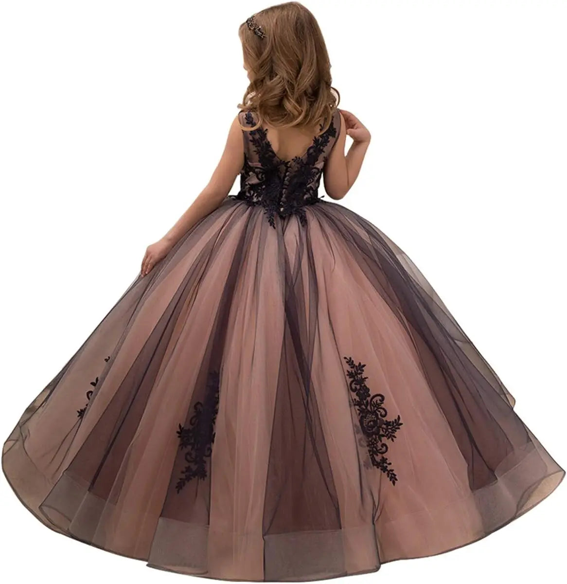 Vestido de niña de las flores con apliques de encaje: elegante vestido de gala para niñas, bodas, bailes de graduación y ocasiones especiales. 
