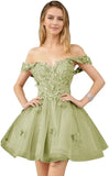 Glitter Tulle Appliques Homecoming Dresses for Teens Beaded Off Shoulder Short Prom Dresses Lace Cocktail Mini Dress Club Gowns