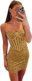 Vestidos de fiesta ajustados y cortos con lentejuelas brillantes para adolescentes, escote corazón y cuentas, vestidos de cóctel, vestidos de fiesta 