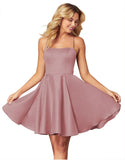 Custom Made Short Satin Homecoming Dress with Pockets Spaghetti Straps Formal Wedding Party Gowns Cocktail Clubwear Gown Dresses