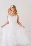 Vestido blanco para niña de flores para bebés, niñas y niñas, top sin mangas de satén y tul en capas con lazo grande en la espalda, vestido dulce 