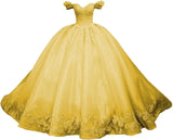 Princess Off Shoulder Sweet 15 16 Quinceanera Dresses Lace Puffy Prom Gowns Long Birthday Ball Gowns with Train