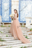 Open back wedding dress Hand embroidered V-neck wedding dresses bohemian bridal gowns bride evening prom gown
