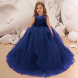 Burgundy Tulle Puffy Floral Appliques Sleeveless For Wedding Party Birthday Banquet Princess Gown Customized Flower Girl Dresse