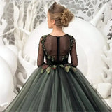 Baby Girl Prom Gown for Photoshoot First Communion Gowns Princess Flower Girl Dresses for Wedding Lace Appliques Floor Length