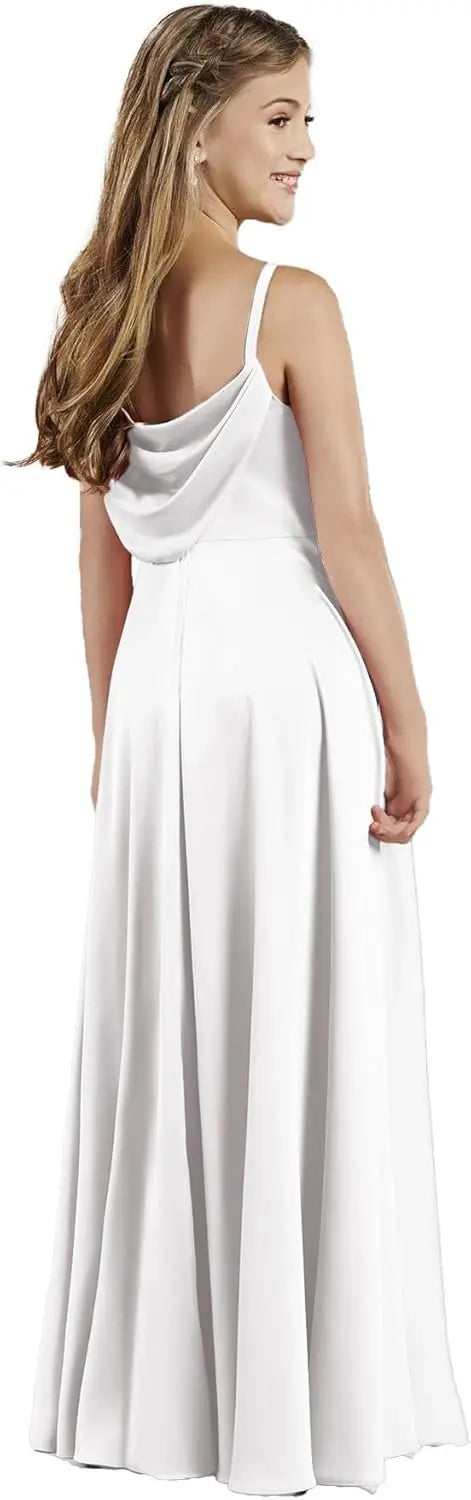 Mädchen Träger Junior Brautjungfer Kleid für Hochzeit Satin Festzug Blumenmädchen Kleider Festzug für Teenager Prinzessin Kleid 