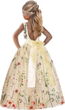 3D Flower Applique Floral Fairy Embroidered Overlay Strap Tie Tulle One Shoulder A-Line Flower Girl Dress princess dress