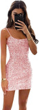 Women's Sparkly Sequin Homecoming Dresses for Teens Spaghetti Strap Tight Short Corset Prom Dresses formal dress  evening gown