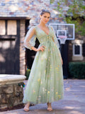 Hot Sale Fairy Green Floral Embroidery Prom Dress with Back Lacing-Elegant Sweetheart Evening Gown for Women Party & Weddings