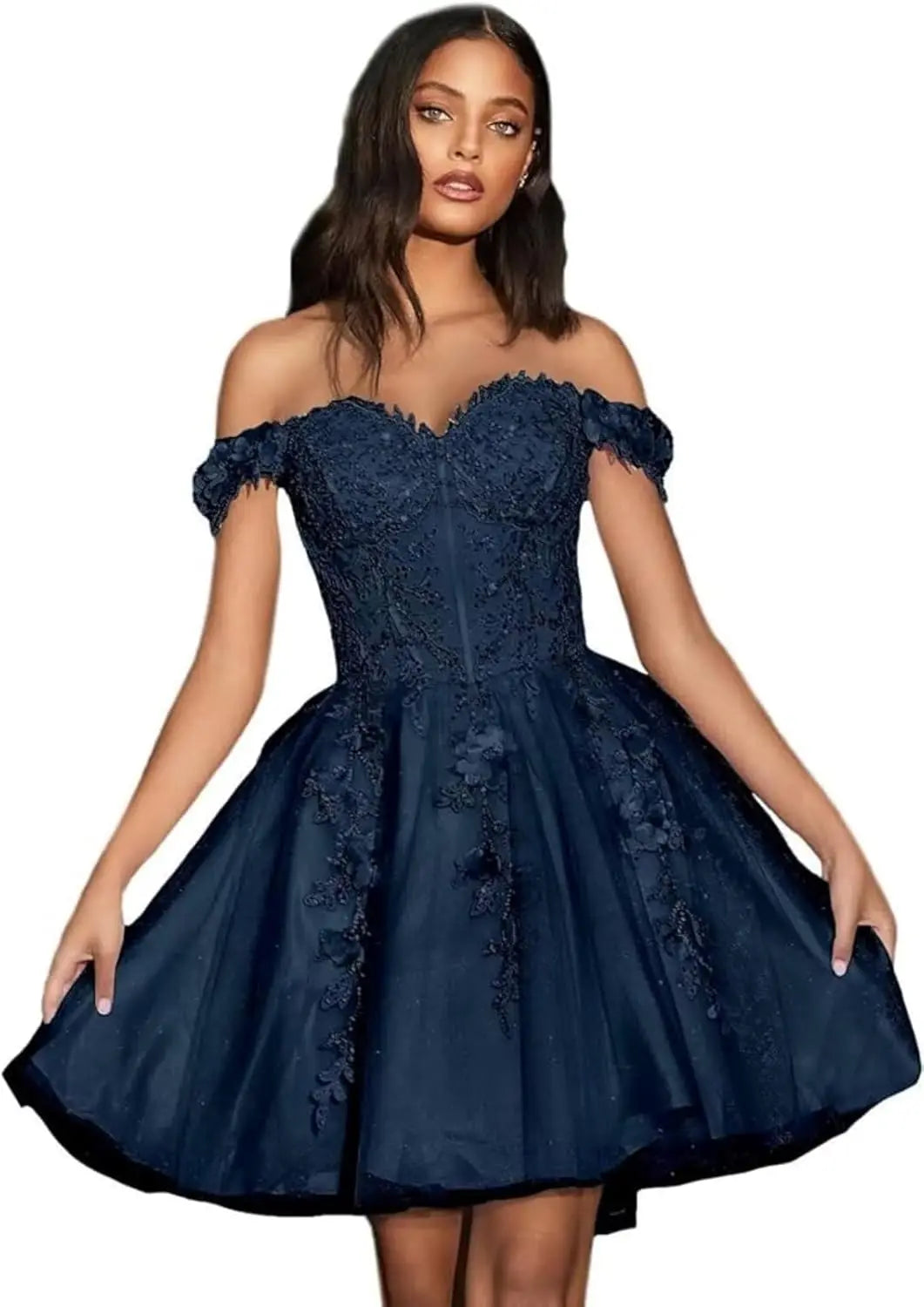 Vestidos de fiesta de tul con hombros descubiertos 2025, vestidos de fiesta cortos de encaje estilo princesa, vestidos de graduación 