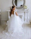 Vestido de tul con tutú para niña de las flores, vestido de satén para bebé niña con cola, vestido de dama de honor juvenil, vestido de novia, vestidos de desfile para niñas 