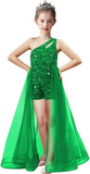 Einschultriges Festzugskleid, Jumpsuits, Blumenmädchenkleid, Pailletten-Mädchen-Ballkleider, Tüll-Strampler, Maxikleid mit Cape, Partykleider 