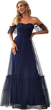 Women's Formal Dress Sweetheart Off-Shoulder Ruched Tulle Maxi Bridesmaid Dresses elegant dress women for wedding party