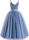Vestido de tul con tirantes finos para niñas de flores, largo, corte A, para bodas, desfiles, princesas, fiestas de cumpleaños, bailes 