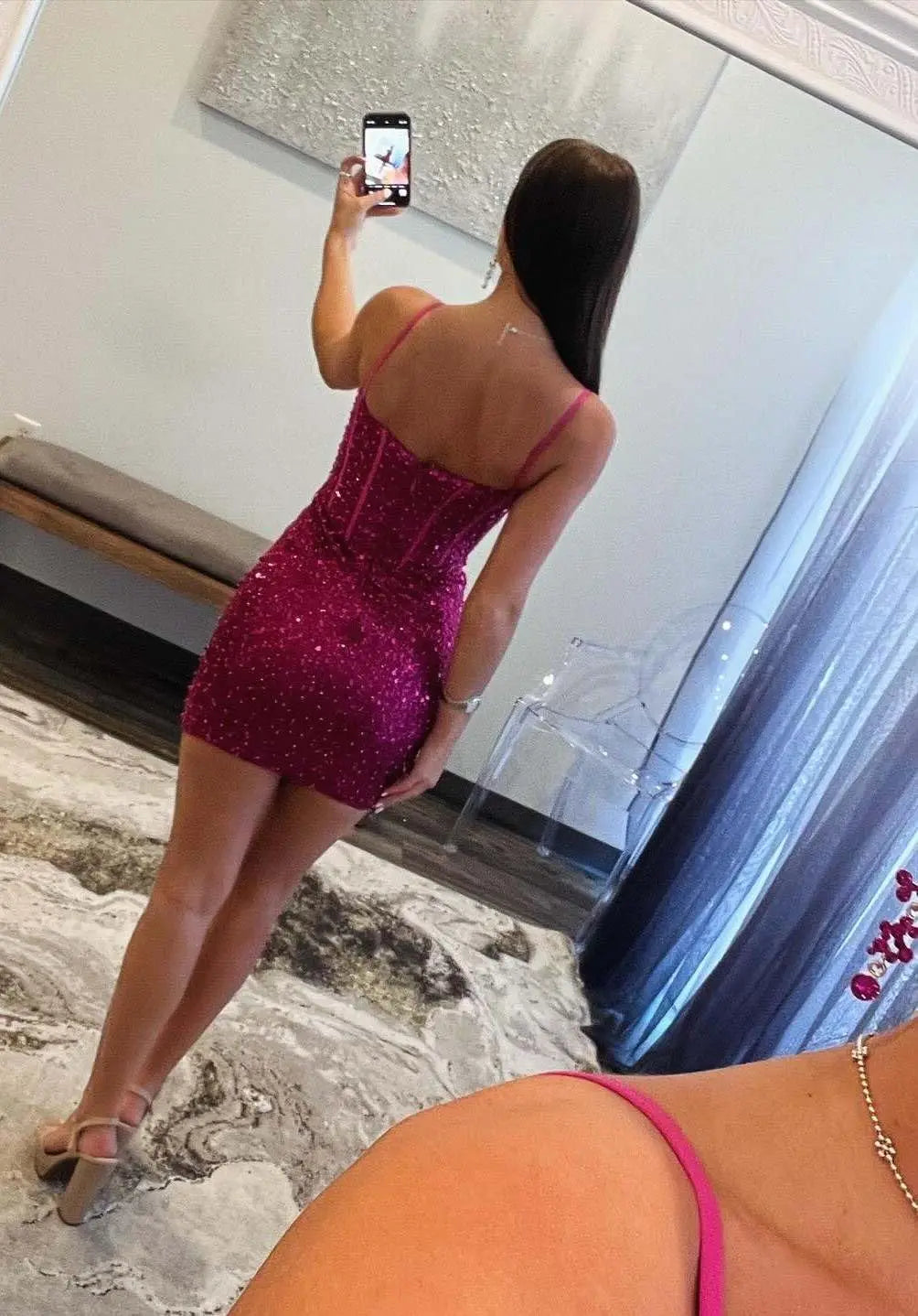 Vestidos de fiesta ajustados y cortos con lentejuelas brillantes para adolescentes, escote corazón y cuentas, vestidos de cóctel, vestidos de fiesta 