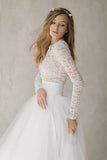 Off white tulle wedding dress lace wedding gown bohemian bridal separates Two piece  simple wedding dresses