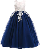 Little/Big Girls Lace Bridesmaid Dress Flower Kid Wedding Ball Gown Toddler Princess Pageant Evening Dresses princess dress
