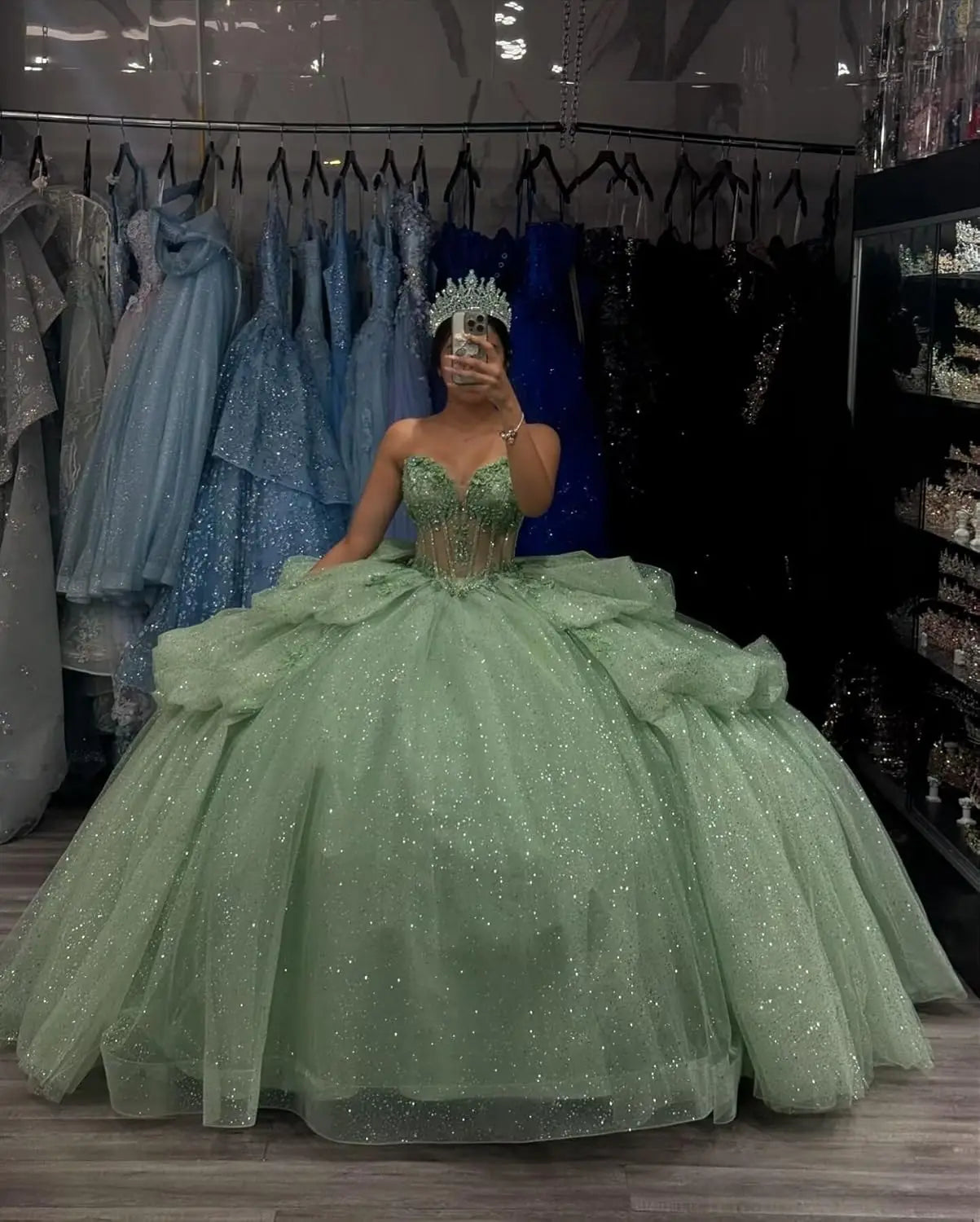 Puffy Tulle Quinceanera Dresses Ball Gown Strapless Long Sweet 16 Dress Sweetheart Sparkly Evening Gown ball gown dress