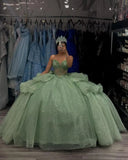 Puffy Tulle Quinceanera Dresses Ball Gown Strapless Long Sweet 16 Dress Sweetheart Sparkly Evening Gown ball gown dress