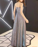 Elegant Glitter Banquet Dresses Women Fashion Spaghetti Straps Slimming Starry Sky Evening Party Dress Sexy Gown Prom Dress