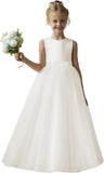 Flower Girl Dresses for Wedding Puffy Satin Tulle Princess Pageant Dress for Girls Crew Neck Tulle Bow Prom Ball Gowns