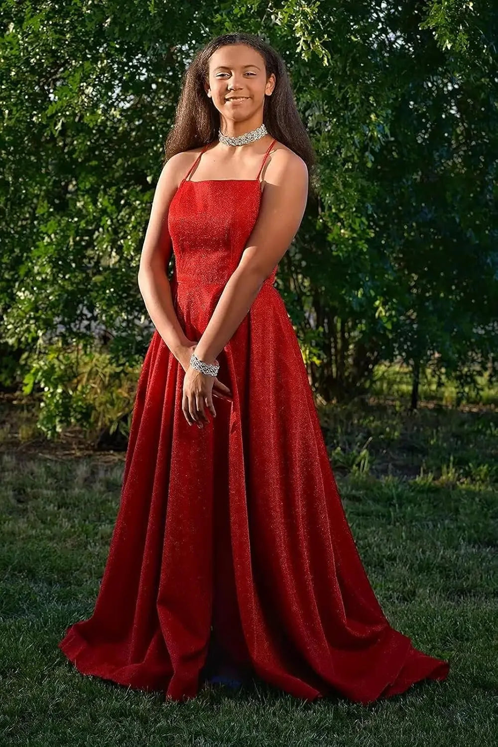 Vestidos de fiesta de satén con purpurina para mujer 2025, tirantes finos, corte A, abertura, noche, formales, con bolsillos 