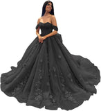3D Floral Quinceanera Dresses Lace Beaded Party Gowns Off Shoudler Tulle Ball Gown for Sweet 15 16 Dresses