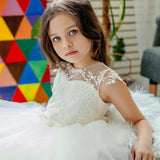 Apliques color marfil con vuelo y cinturón de lazo, sin mangas, para bodas, fiestas de cumpleaños, banquetes, vestidos de primera comunión y vestidos de niña de las flores. 
