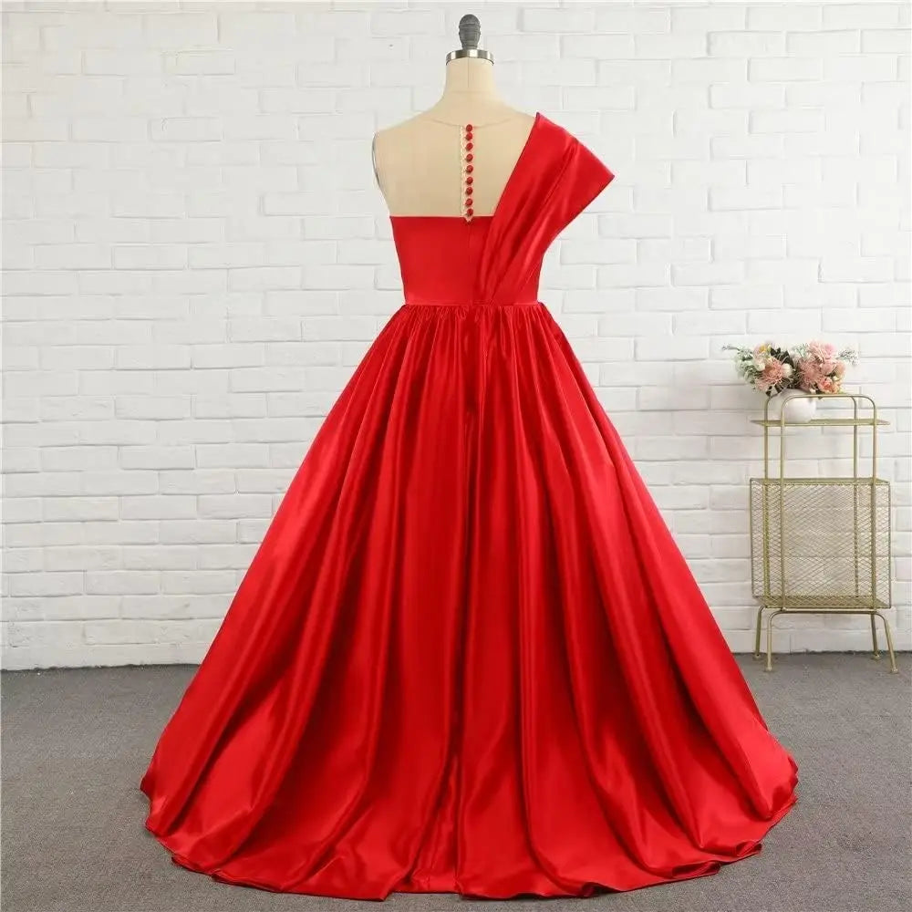 Satin One Shoulder Flower Girl Dresses for Wedding Ball Gown Puffy Pageant Gown Cute First Communion Dress princess dress